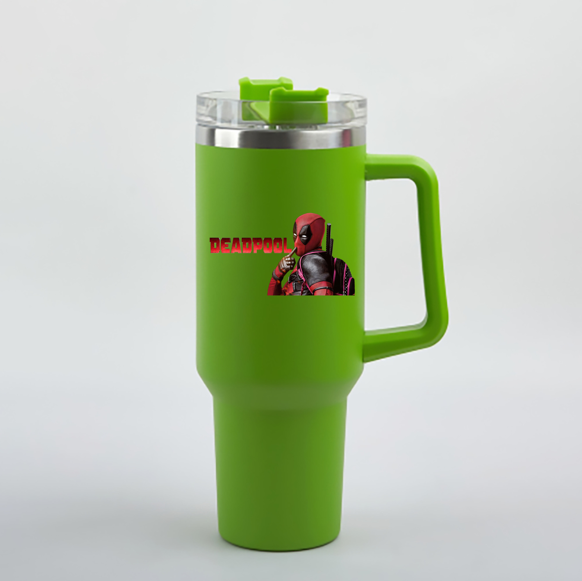 （画像用） Deadpool デッドプール 1200mL車用タンブラー - クリスタルステッカー（プラスチックストロー付き）